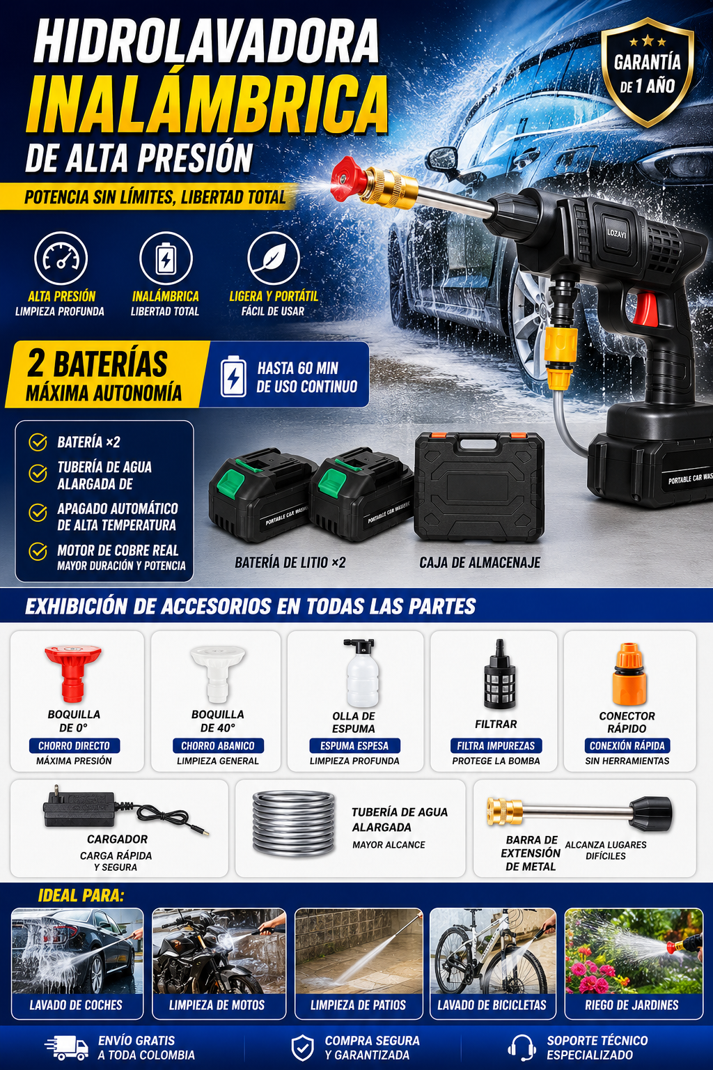 Hidrolavadora a Presion Recargable 2 Bat