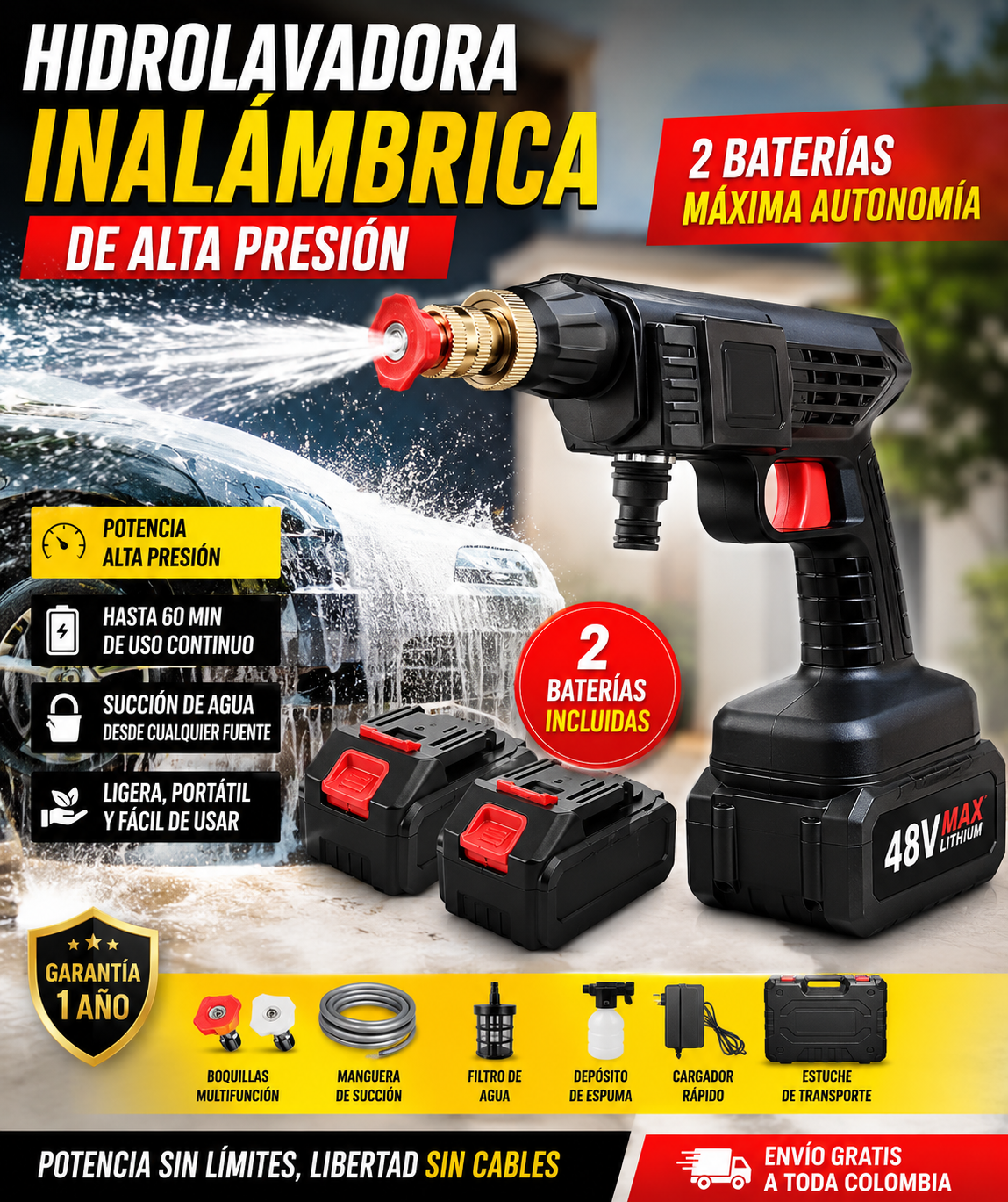 Hidrolavadora a Presion Recargable 2 Bat